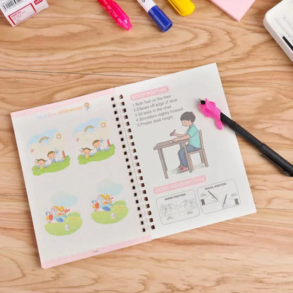 (Set of 4) Sank Magic Book for Kids (1 pen 10 refills 1 grip)
