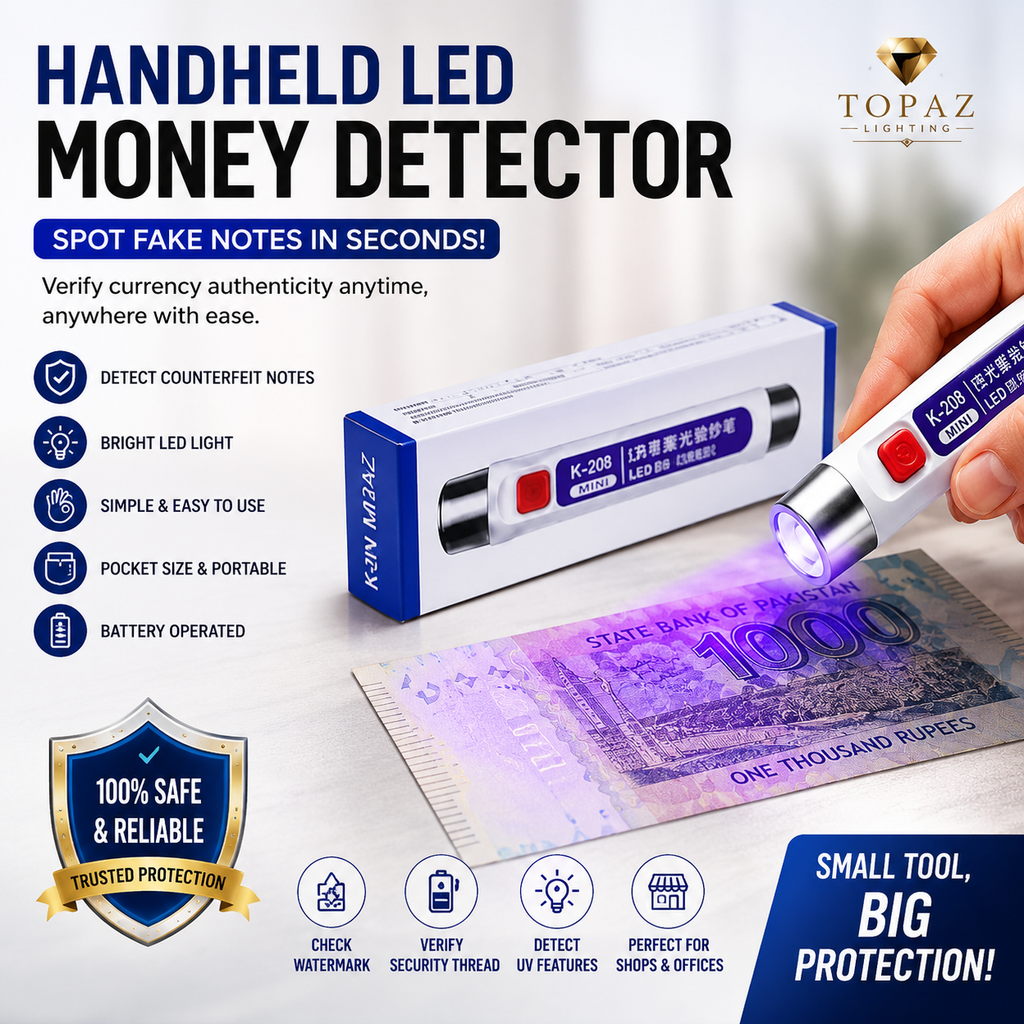 Handheld LED Money Detector | Currency Detector Ultra Violet Torch | Fake Note Checker | Portable UV Counterfeit Detection Light