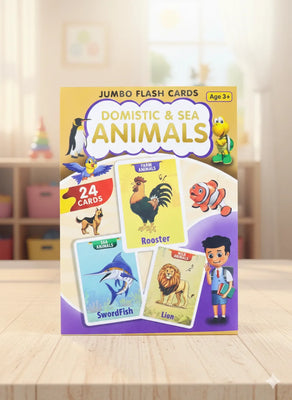 Domestic & Sea Animals Jumbo Flash Cards for Kids