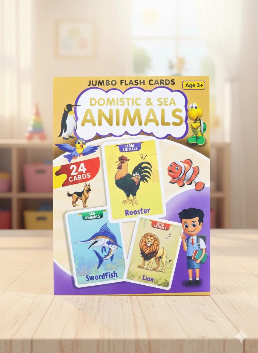 Domestic & Sea Animals Jumbo Flash Cards for Kids - DAILY DEALS