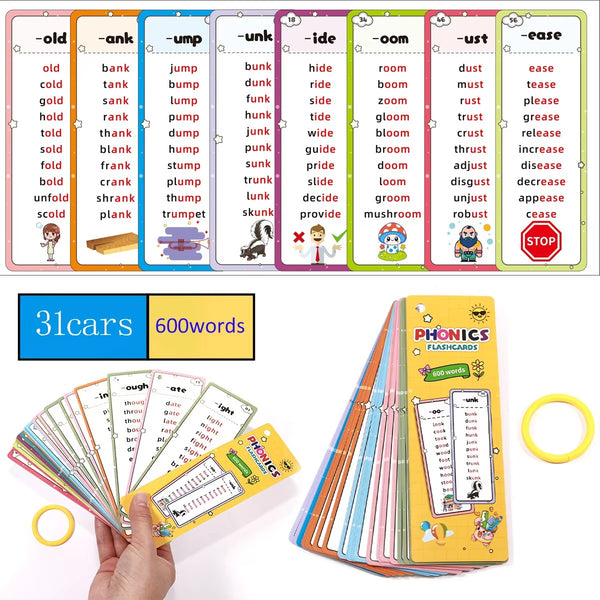 Read and Rhyme Flash Cards - 600+ WordsPhonics Set-Help Kids Read Confidently 🚀