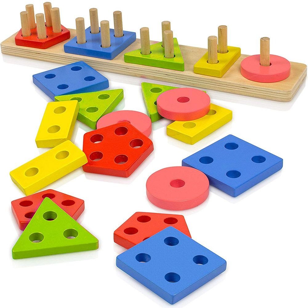 Lewo Wooden Puzzle Toddler Toys Shapes - DAILY DEALS