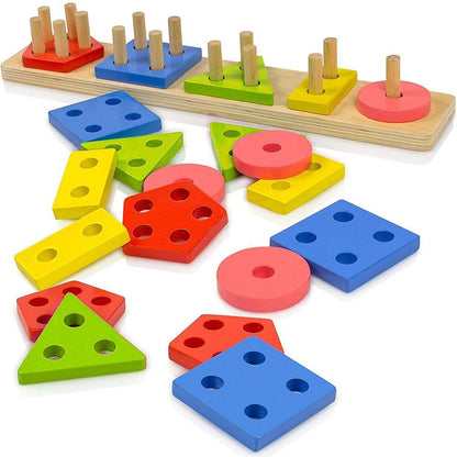 Lewo Wooden Puzzle Toddler Toys Shapes - DAILY DEALS