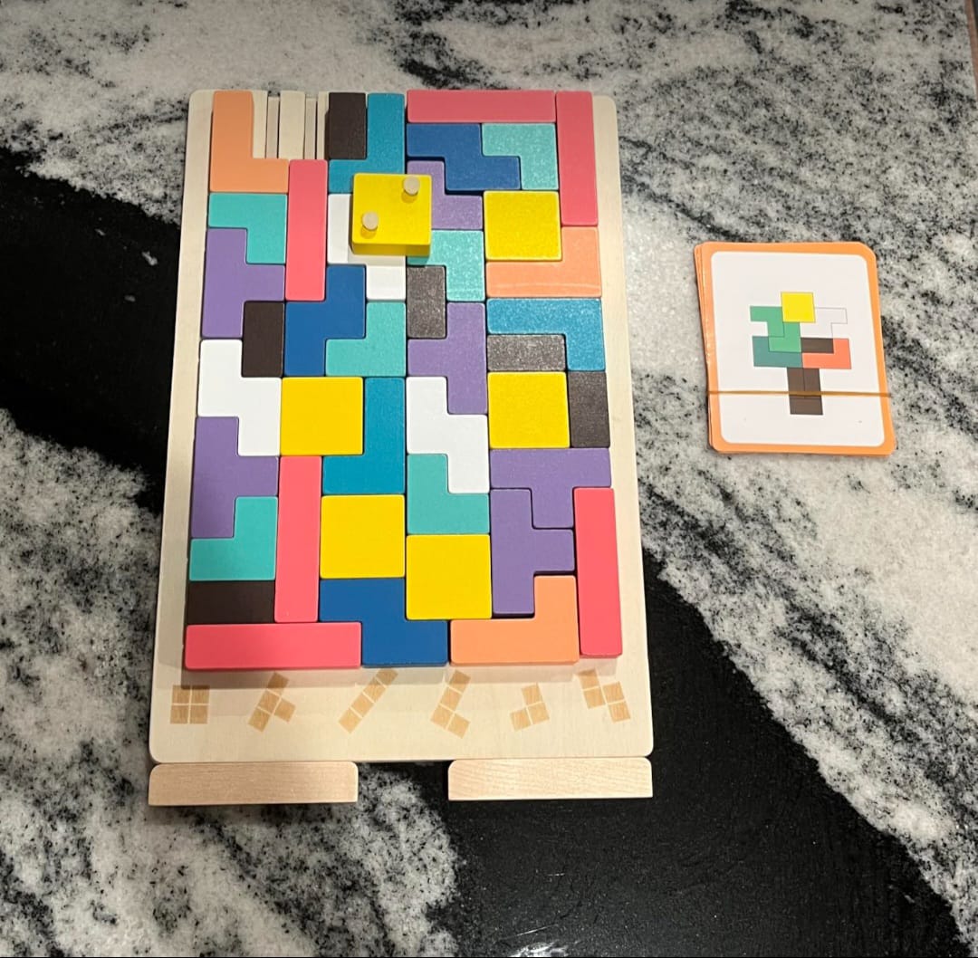 Montessori Wooden Tetris Puzzle | 3D Colorful Blocks - DAILY DEALS
