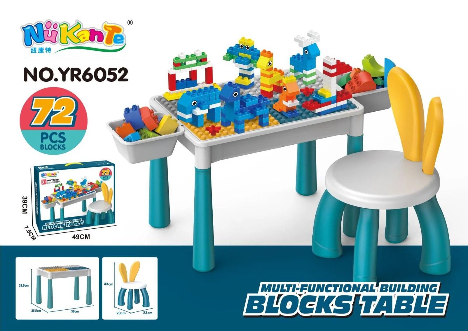 Multi - Functional Kids Building Blocks Table & Chair Set - DAILY DEALS