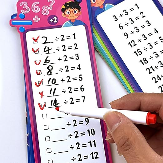 Set of 4 Reusable Kids Math Flash Cards – with 2 Wipe Markers | Fun & Educational in one - DAILY DEALS